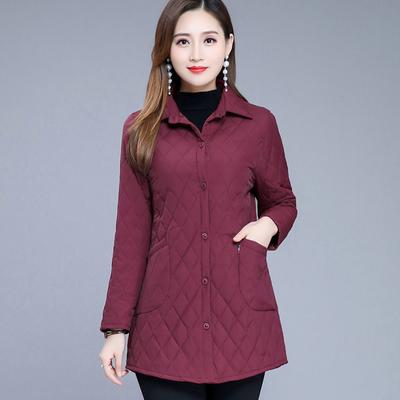Women's Thin Cotton-padded Jacket Mid-length Slim-fit Autumn and Winter Cotton-padded Jacket Quilted Jacket