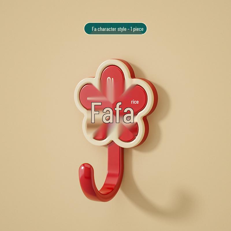 Red Festive New Year Wealth & Prosperity Adhesive Door Hook for Housewarming, No-Drill Installation