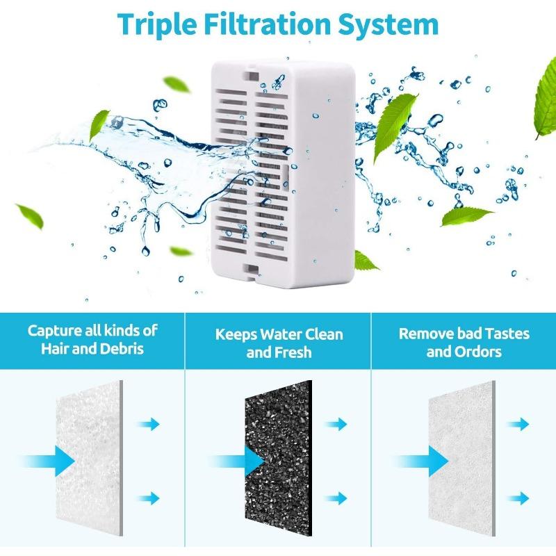 Cat Water Fountain Replacement Filters, 8 Pack Cat Fountain Carbon Filters and 2 Pack Foam Filters for Cat Water Fountain