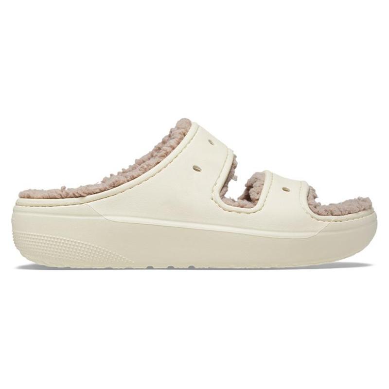 Crocs EVA Classic Warm Fleece Slippers Unisex Bone White