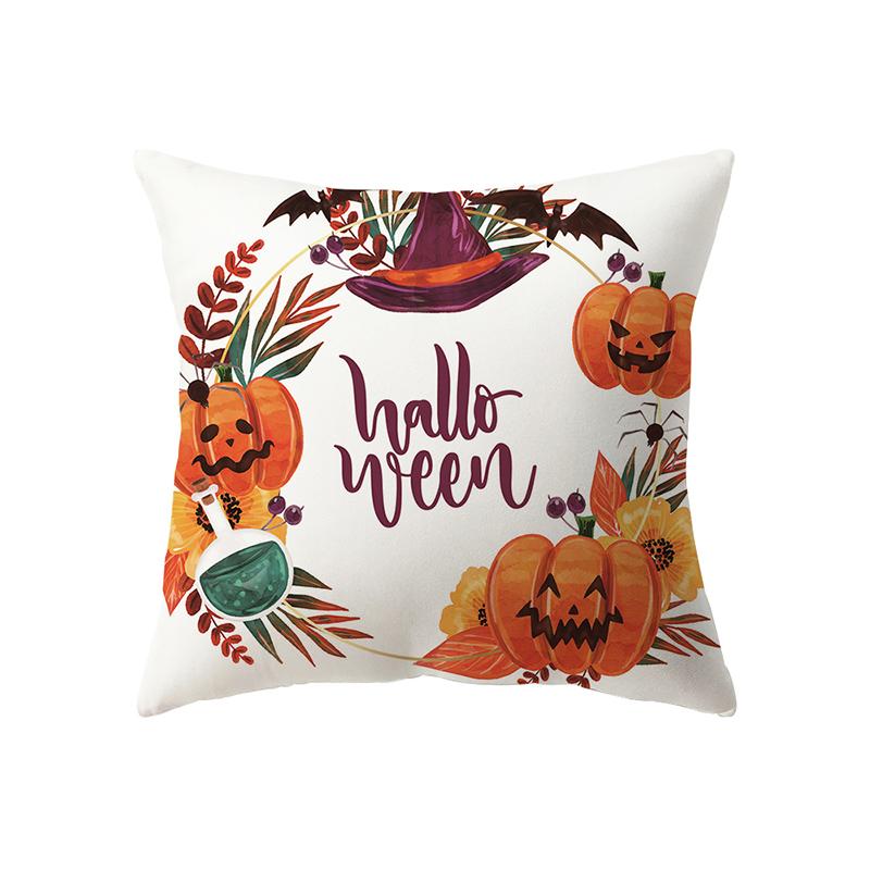 Halloween Theme Horror Pumpkin Black Cat Print Pattern Cushion Cover Home Living Room Sofa Decoration Pillow Pillow Cover