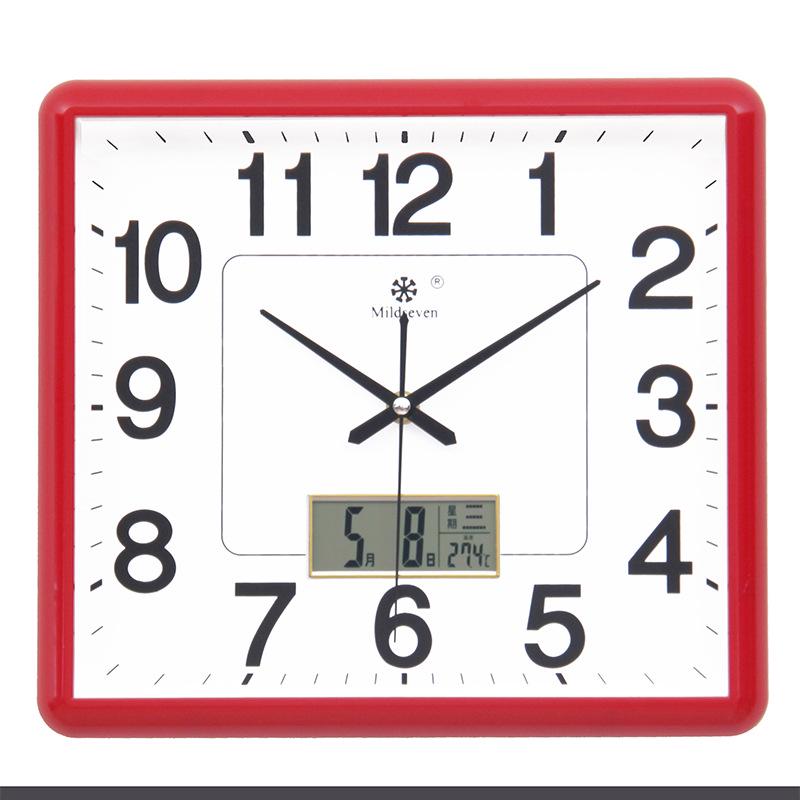 Silent Square Quartz Wall Clock with Perpetual Calendar - Creative, Fashionable Art Design for Living Room