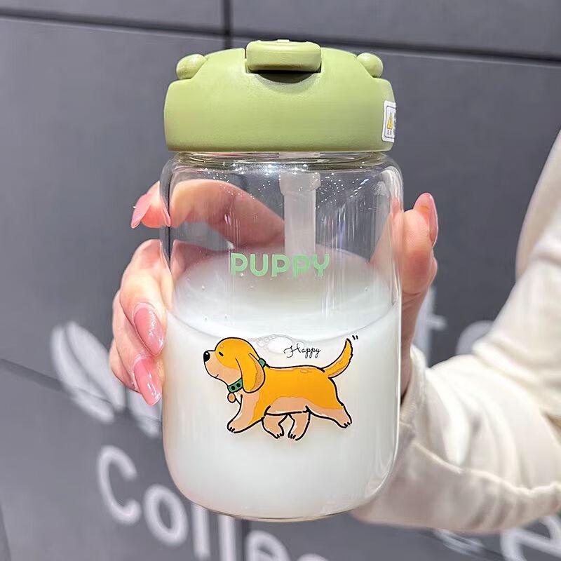 Cute Cartoon Portable Metal Tumbler with Handle and Straw