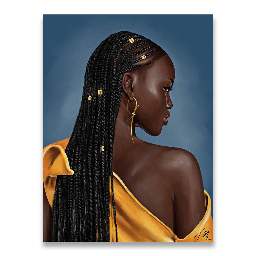 African Art Black Girl Woman Portrait Painting On Canvas Cuadros Poster and Print Scandinavian Wall Art Picture for Living Room