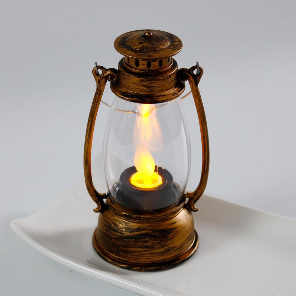 Mini Retro Portable Pony Lantern: Halloween Oil Lamp & Electronic Candle Night Light