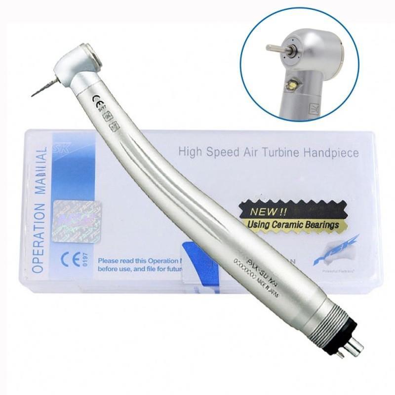 Портативный стоматологический высокоскоростной наконечник с кнопочным зажимом 4 отверстия Пневматический турбинный наконечник Ручной стоматологический реставрационный инструмент LED