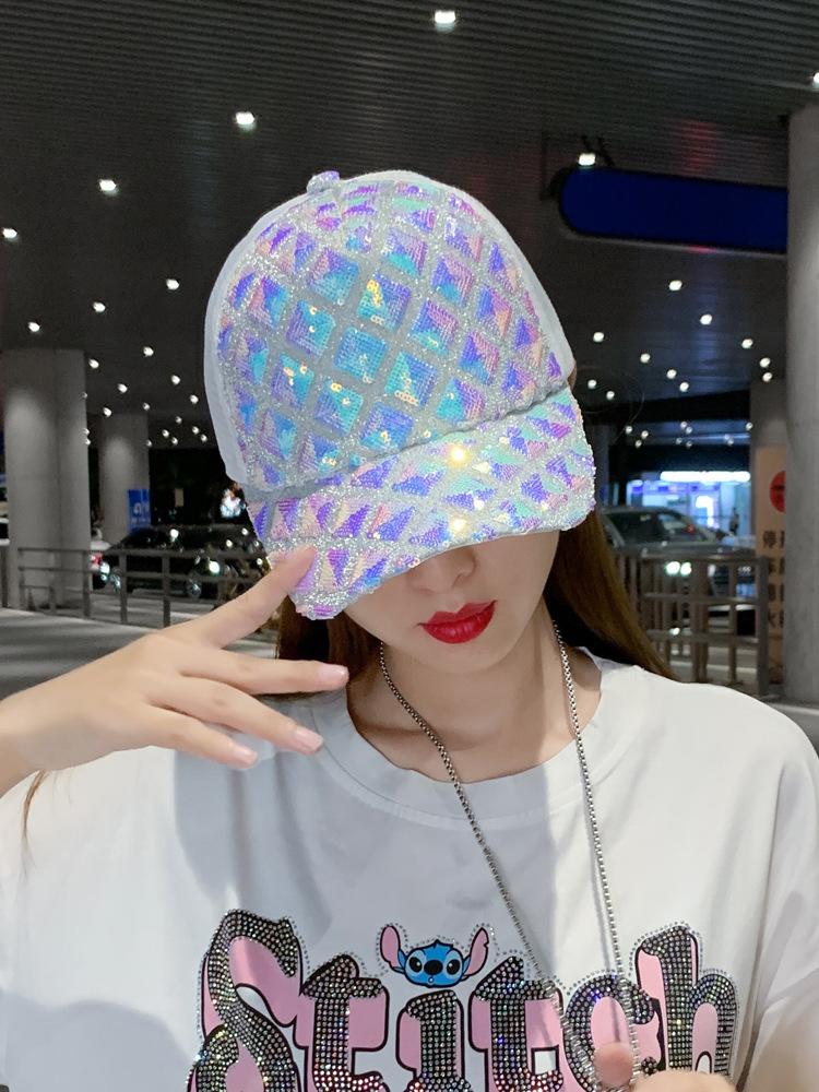 Hat Female Summer Tide Versatile Cap Curved Brim Sequined Mesh Hat Sunshade Sun Hat Internet Celebrity Baseball Cap