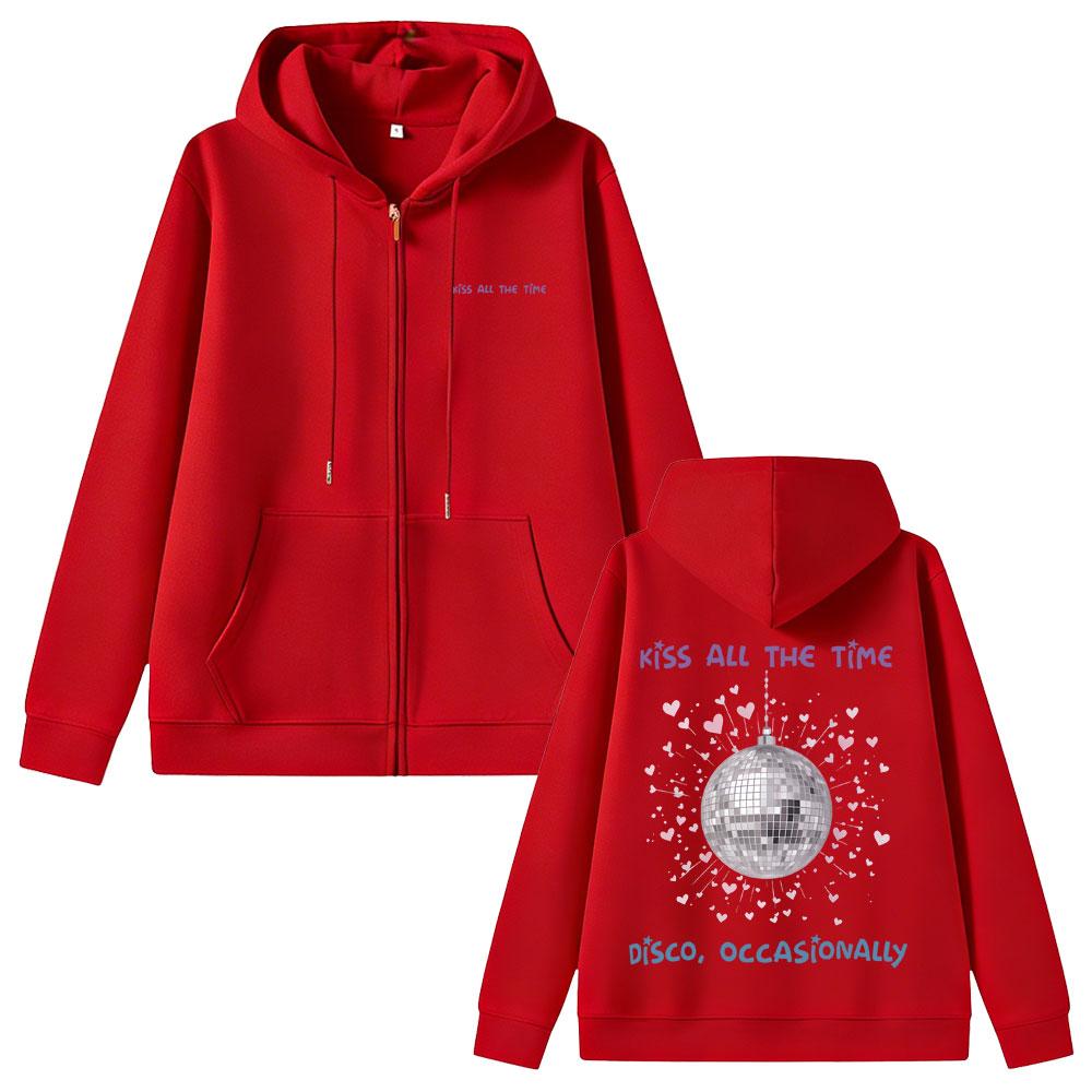 Küss Mich Immer Disco Gelegentlich Reißverschluss Hoodie Herren Damen Hip Hop Mode Jacke Männlich Fleece Baumwolle Kleidung Fans Geschenk