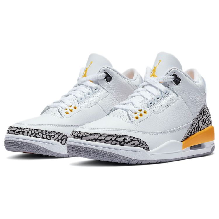 Air Jordan 3 Retro Laser Orange Women Sneakers White Cement-Grey Black CK9246-108