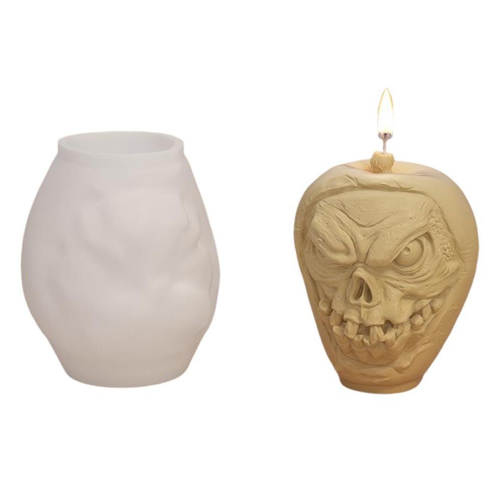 Silicone Skull Pumpkin Candle Models, Halloween Skeleton Skull Cast, Reusable Candle And Ornament Making Silicone Cast For DIY