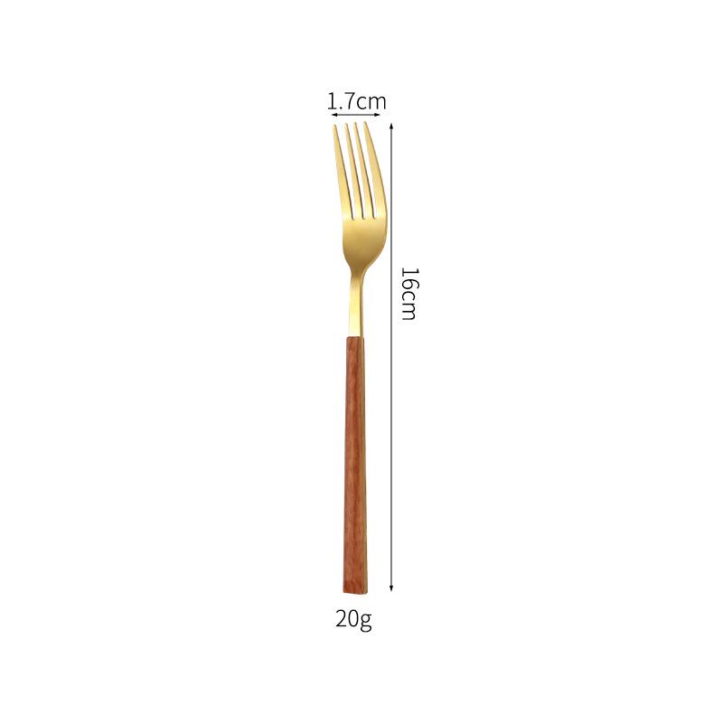 Korean Style Stainless Steel Cutlery Set: Knife, Fork, Spoons with Creative Anti-Wood Handles for Steak, Fruit, and Dessert