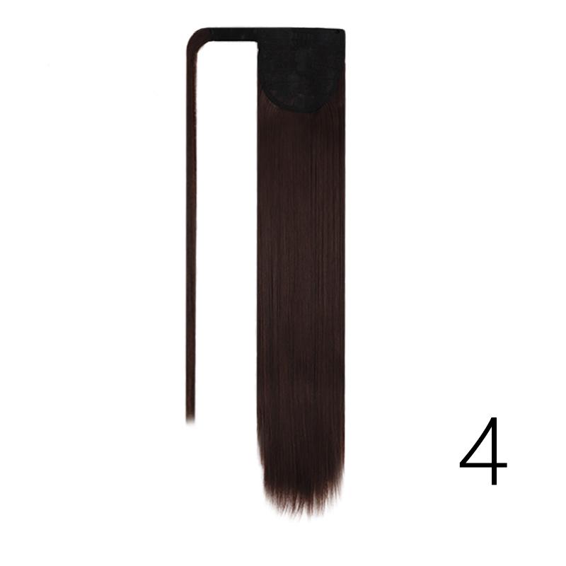 MERISIHAIR Women Long Straight Ponytail Wig Black Brown Synthetic High Temperature Fiber Ponytail Hair Extensions Daily Use