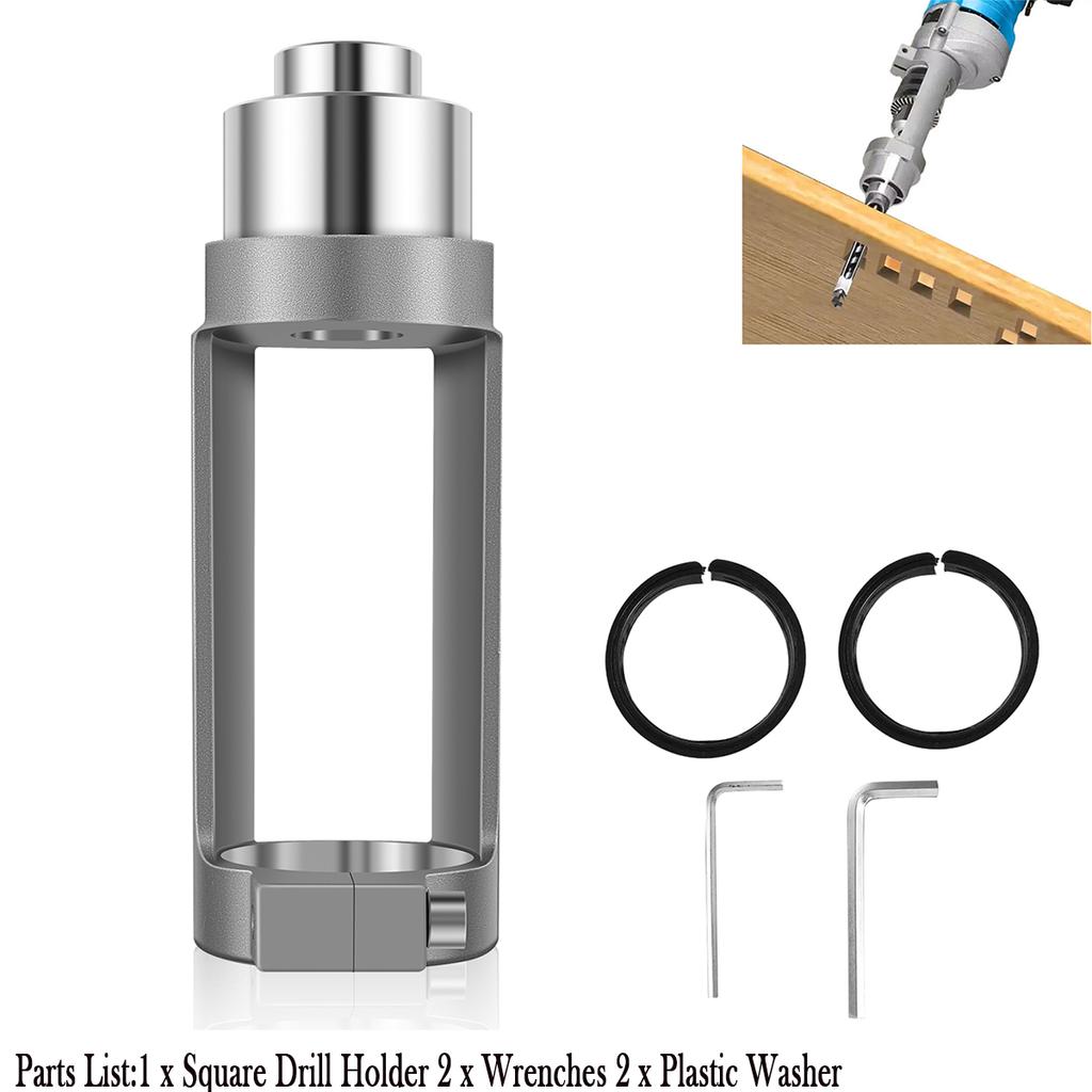 Square Hole Drill Fixed Bracket Square Hole Drill Bit Adapter Woodworking Hole Saw Mortising Chisel for Hand Electric Drill