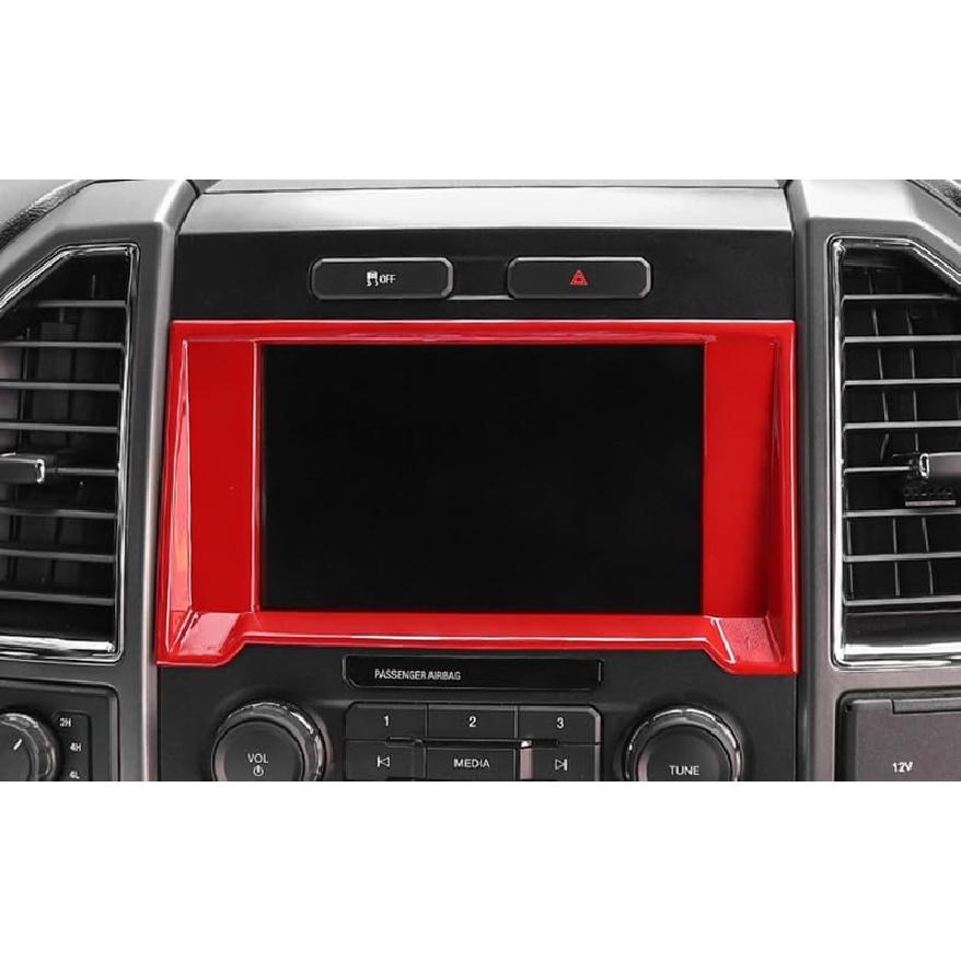 ABS Red Full Interior Decorative Cover Trim Sticker Compatible with Ford F150 2015-2020 (4pcs/Set Inner Door Handle Under Decorative Strip)