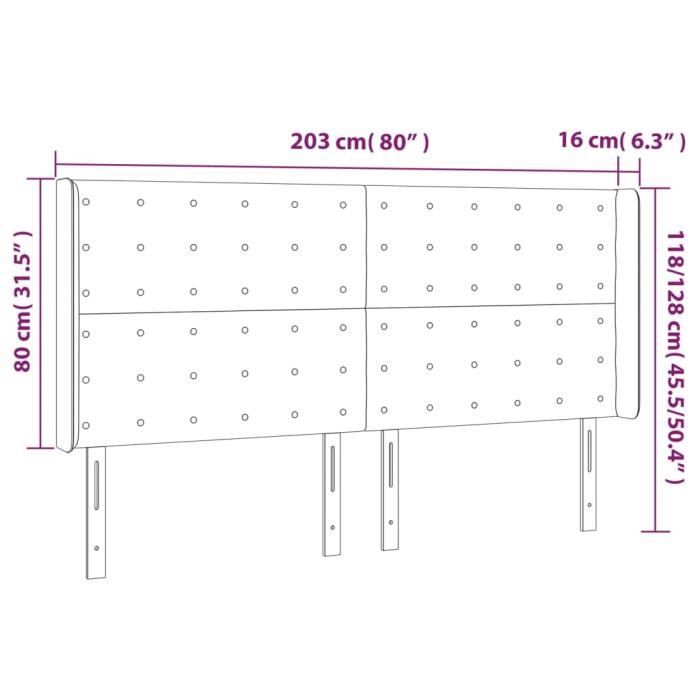 VidaXL Tête de lit avec oreilles Noir 203x16x118-128 cm Similicuir3119688