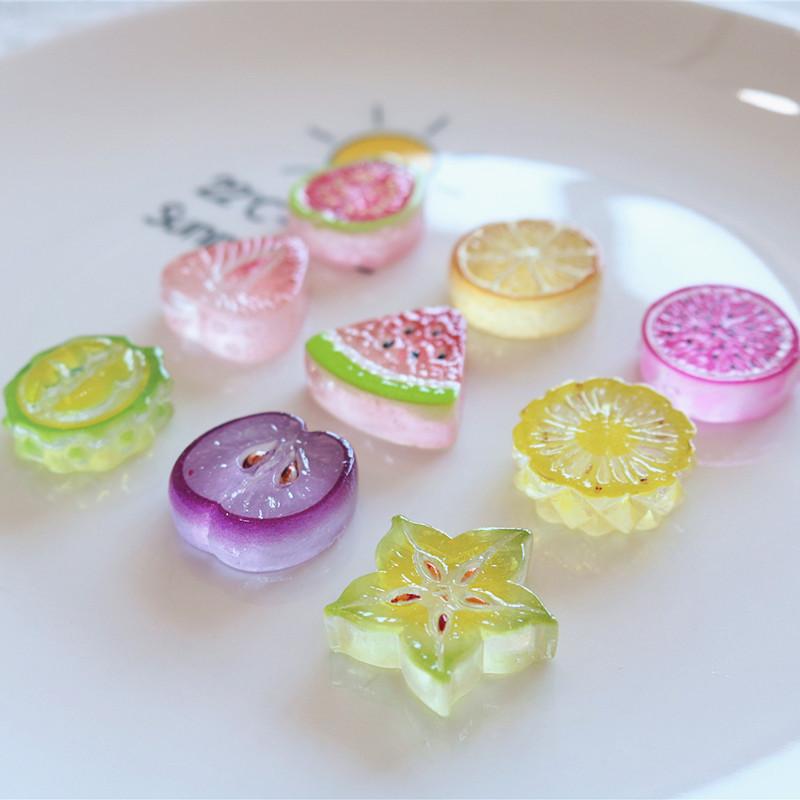 10Pcs Mini Kawaii Cute Watermelon Fruit Flat Back Cabochons Scrapbook Diy Party Hairpin Accessories Home Decoration Craft
