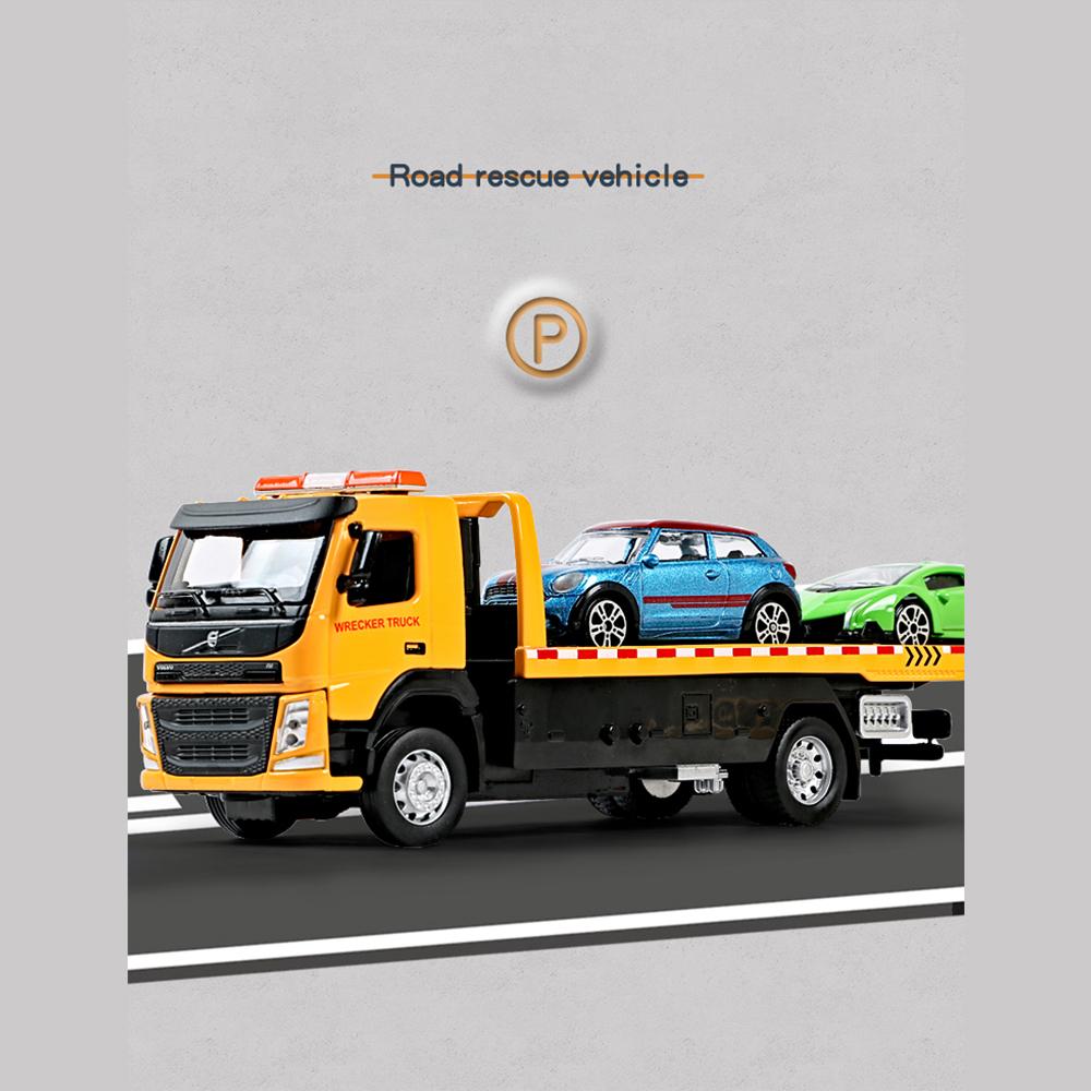 1/50 Schaal VOLVO VAN Type Legering Aanhangwagen Model Simulatie Metalen Autotransporter Sleepwagen Pull Back Geluid en Licht Speelgoedvrachtwagen