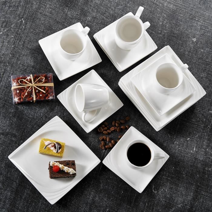 Malacasa Monica Series 18pcs Porcelain Coffee Set 6 Cups 6 Saucers 6 Dessert Plates