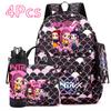 4Pcs/set Kpop Printed Backpack Large Capacity Bookbag HandBag Case Bag with 750ml Water Bottler Boy Girl SchoolBag Waterproof Travel Bag Mochila