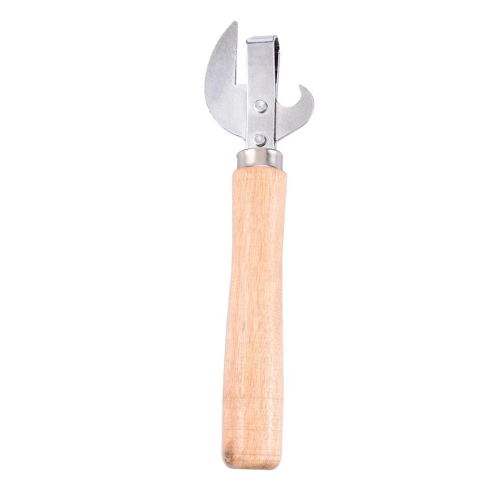 

1PC Wooden Handle Stainless Steel Manual Can Opener Canned Knife Tin Can Beer Bottle Opener