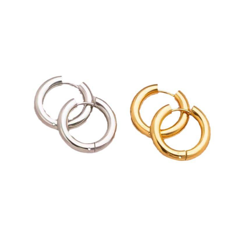 Trendy Minimalist Ear Clip Earrings: European & American Cold Style, Versatile Thick Hoops for Women & Couples