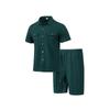 Men S Summer Workwear Short Sleeve Shirt Shorts Loose Waffle Set