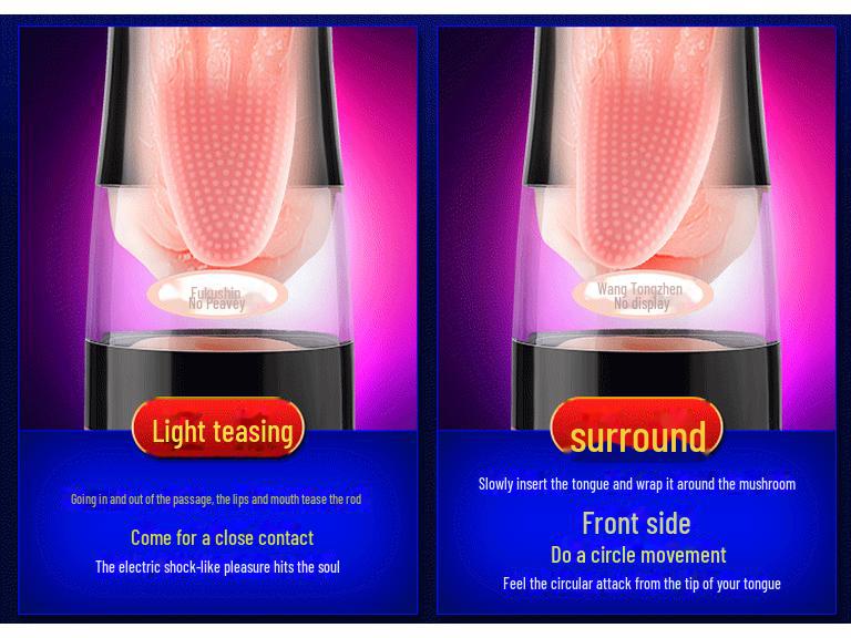 Mi Ji Heated Male Masturbator Cup: 30-Piece Tongue-Licking Oral Simulation Toy