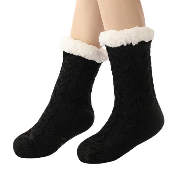 1 Pair Cashmere Socks Slipper Socks with Non-Slip Dots Winter Thick Home Sleep Socks for Women And Elderly