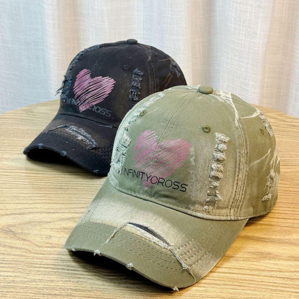 Cotton Baseball Cap With Heart Embroidery For Spring And Summer Sun Protection