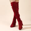 Módní Podzim Zima Semišová Špičatá Špička Velmi Vysoký Podpatek Dámské Nad Koleno Boty Horké Pohodlné Elegantní Dámské Stehenní Kozačky