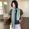 Y2k Color Block Knitted Scarf Women Cashmere Wool Scarves Harajuku Decoration Neckerchief Korean Style Thin Narrow Long Scarf