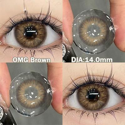 Soczewki kontaktowe MillCreek Color OMG Series 2 szt./1 para, miękka średnica oka 14,0 mm, do rocznego użytku OMG, brązowe/szare/zielone/fioletowe