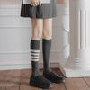 2021 Autumn/Winter Women's Slim Long Tube Knee Socks - Japanese College Style with Four-Bar Design