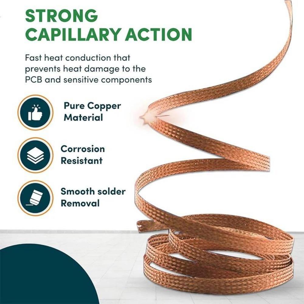 6 Stück Lötzinn-Saug-Lamettaband, Ablötgeflecht, Lötzinn-Entferner, Dochtdraht-Reparaturwerkzeug, 1/2/3/4 mm, für die Reparatur mobiler elektronischer Geräte
