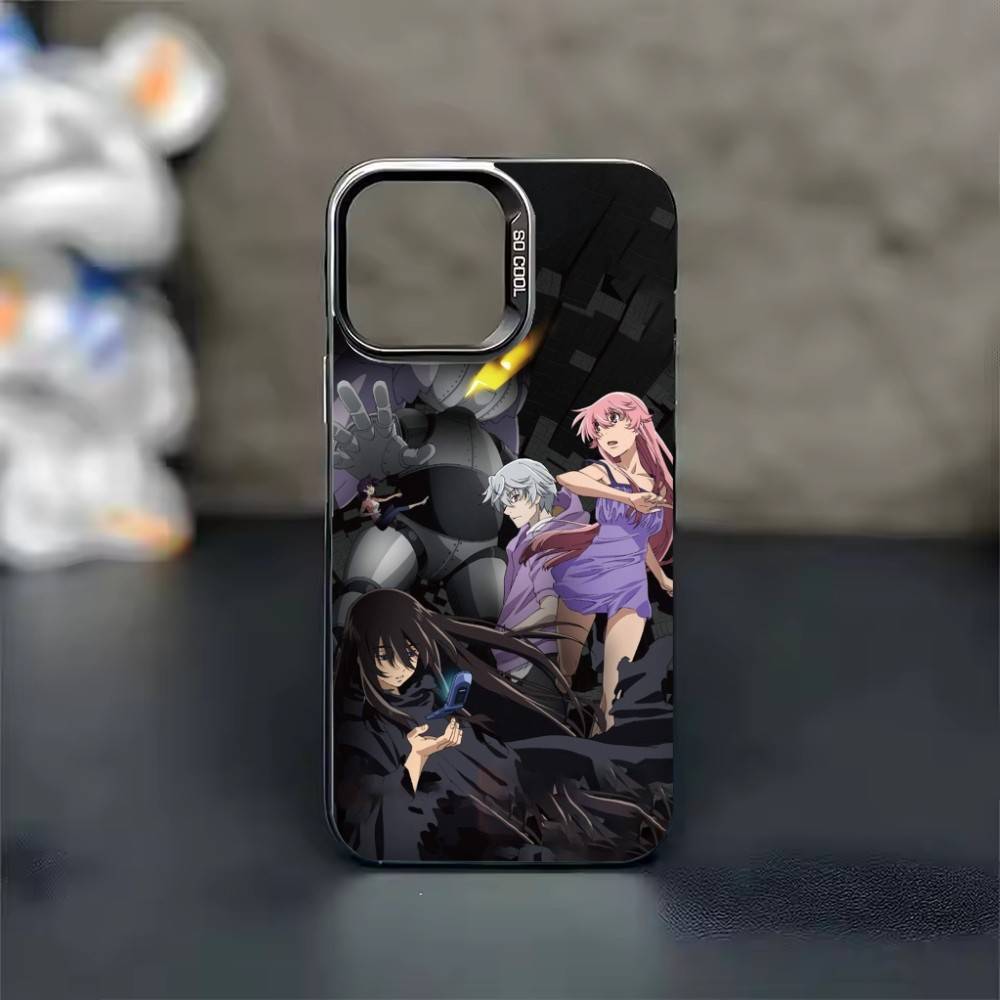Anime The F-Future Diary Phone Case Color Silver Shell For IPhone 17 16 15 14 13 12 11 Pro Max Plus