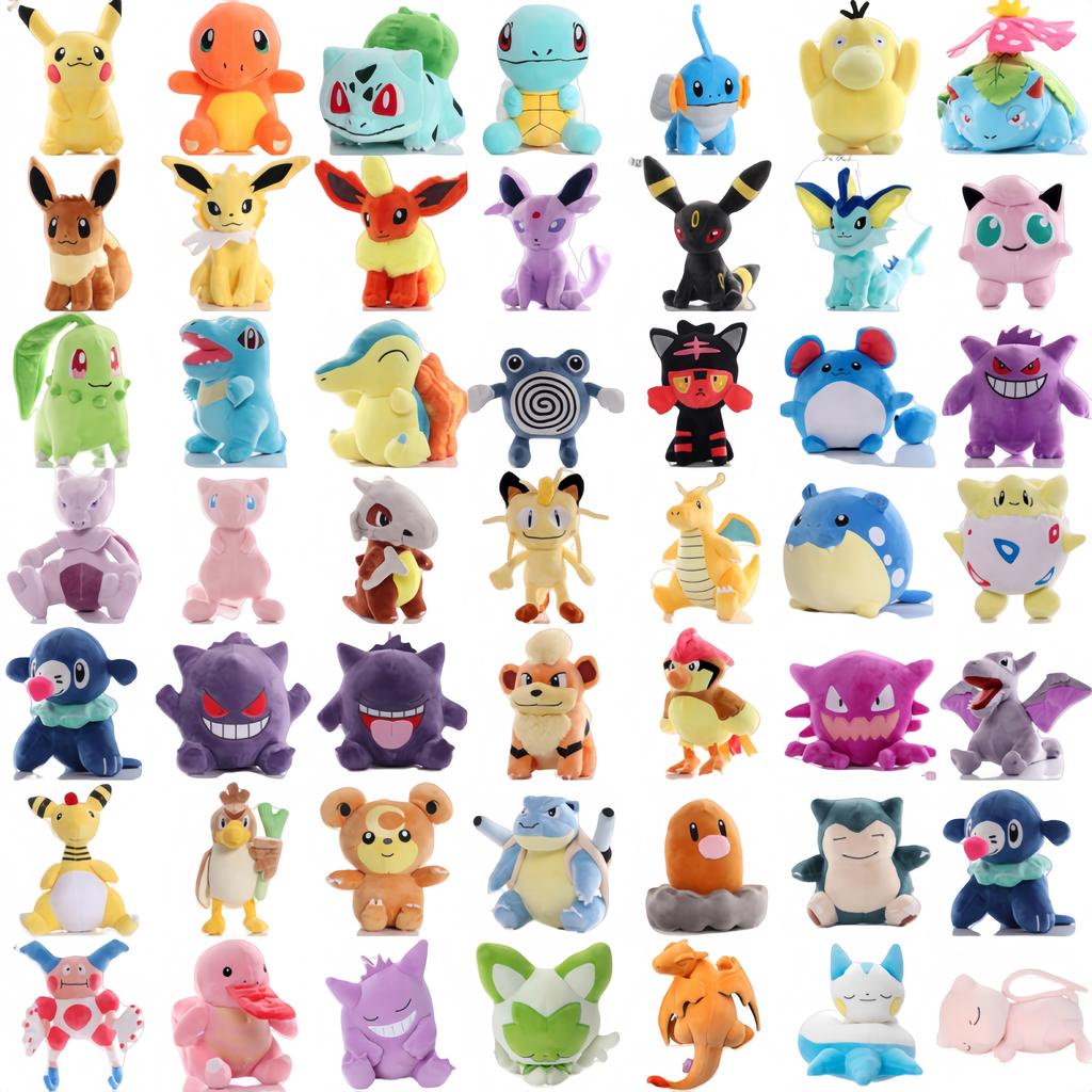 Cute Pikachu Plush Toy Charmander Squirtle Bulbasaur Stuffed Doll Eevee Scorbunny Gengar Snorlax Christmas Gifts