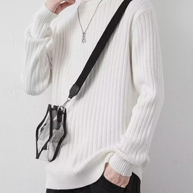 Men's Korean Style High Neck Sweater - Trendy Warm Autumn/Winter Knitwear for Casual Wear
