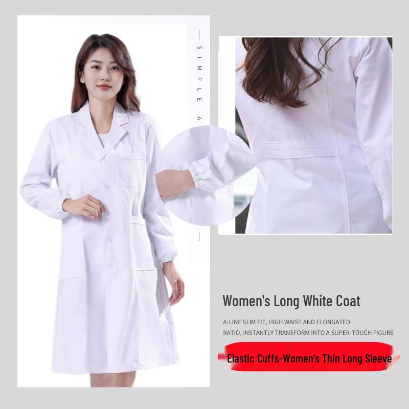 Unisex Short & Long Sleeve White Lab Coat for Medical Professionals and Students – Ideal for Autumn and Winter