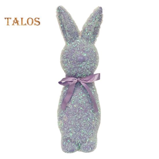 

Пасхальный кролик, украшение из пенопласта, отдельно стоящая фигурка кролика, блестящий флокированный кролик, украшение стола для домашнего камина, обеденного стола, пасхальный декор фиолетовый