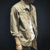 Chaqueta de Trabajo Casual Primavera Otoño para Hombre Holgada Tendencia Marca Algodón Solapa Chaqueta Tendencia Otoño