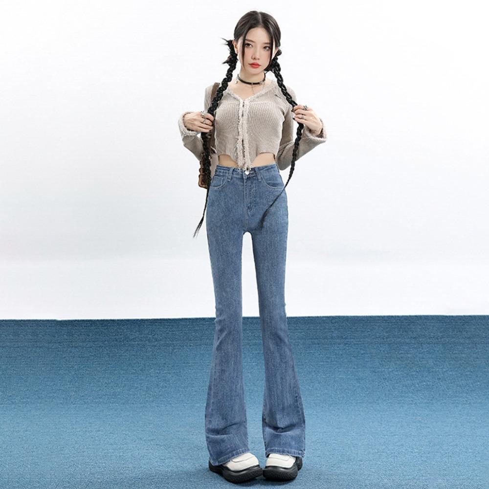 Retro Versatile Horn Small Man 2025 Autumn and Winter New Fashion Elastic Slim High Waist Skinny Jeans