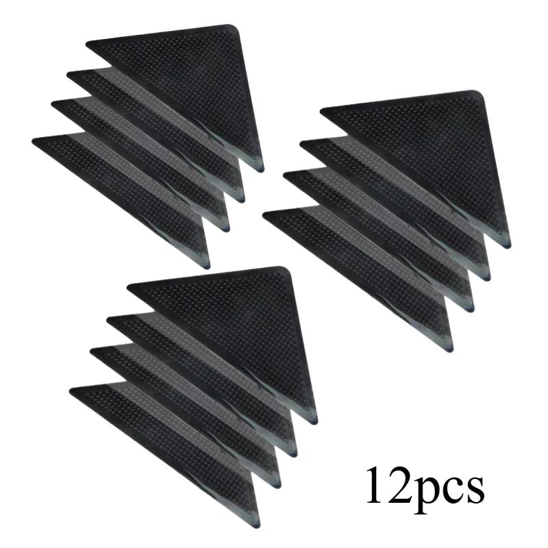 4/8/12Pcs Anti-skid Rubber Mat Triangle for Rug, Reusable Washable Grippers Rug Gripper, Non Slip Carpets Corners Pad