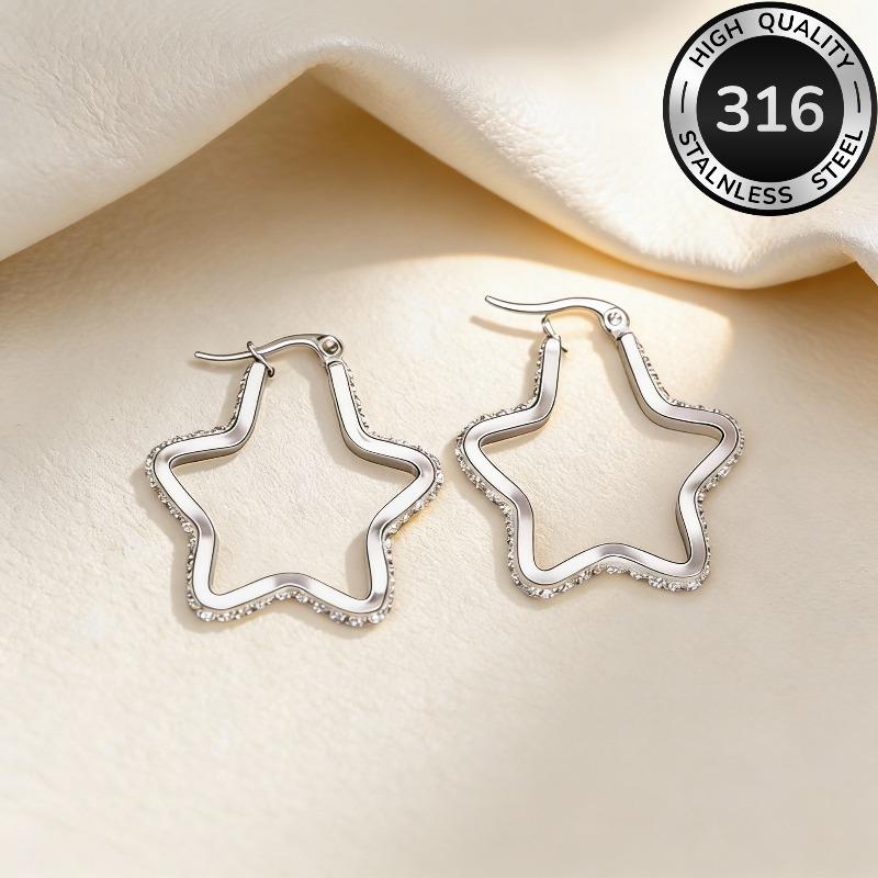 Popular star earrings stainless steel versatile stud earrings trendy ins wind ear jewelry