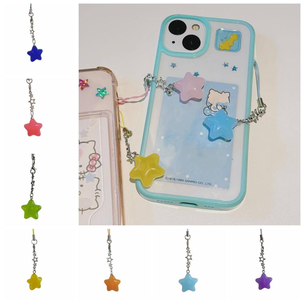 Keychain Star Phone Strap Star Mobile Phone Chain Trendy Pendant Phone Hanging Rope  Girl Jewelry