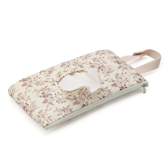 Quilted Baby Wipe Holder Floral Diaper Pouch Portable Mommy Bag Refillable Baby Wipe Dispenser