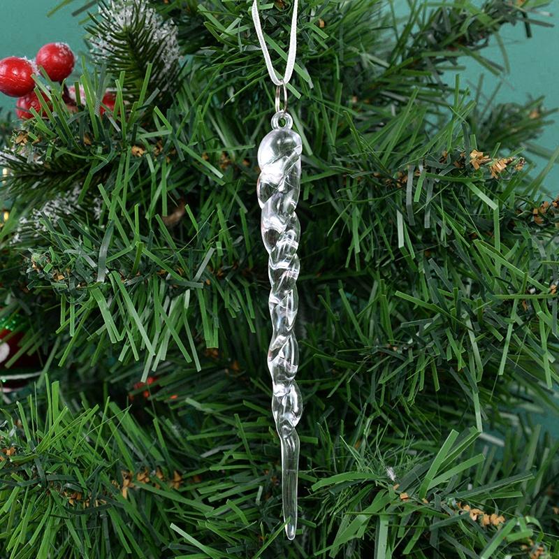 10Pcs Acrylic Snowflake Simulation Ice Pendants Xmas Tree Hanging Ornament Christmas Decorations For Home New Year Gift