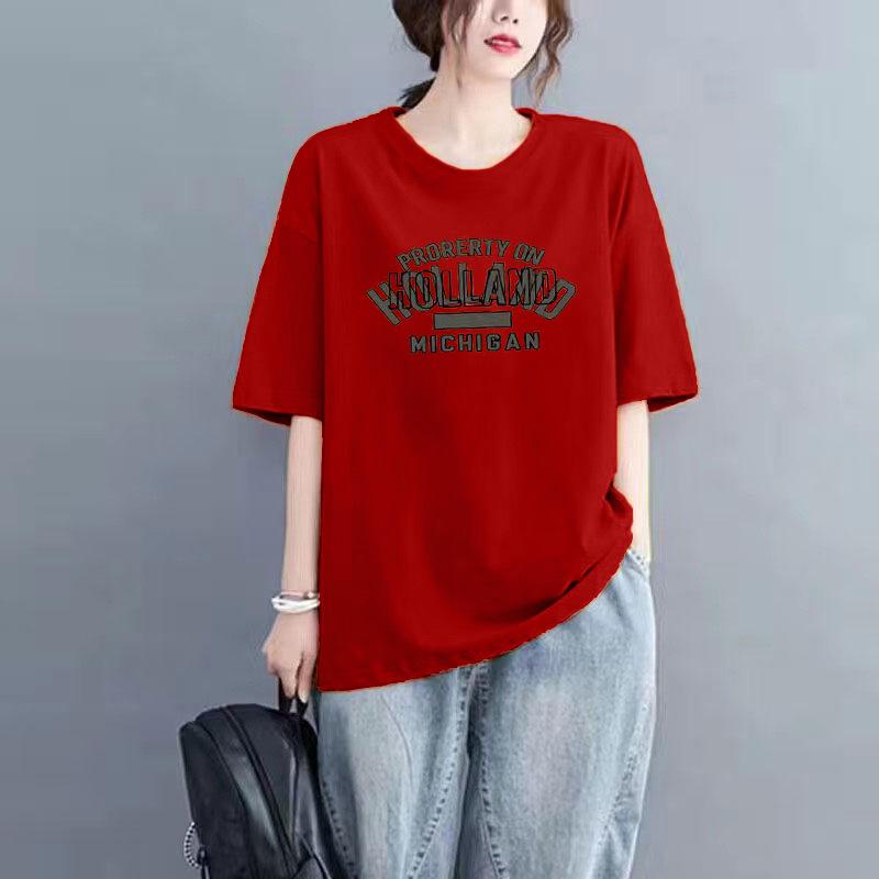 

Женская модная футболка свободного кроя из 100% хлопка с коротким рукавом и круглым вырезом, универсальная и стильная, в наличии большой размер XXXL (175-195 jin)