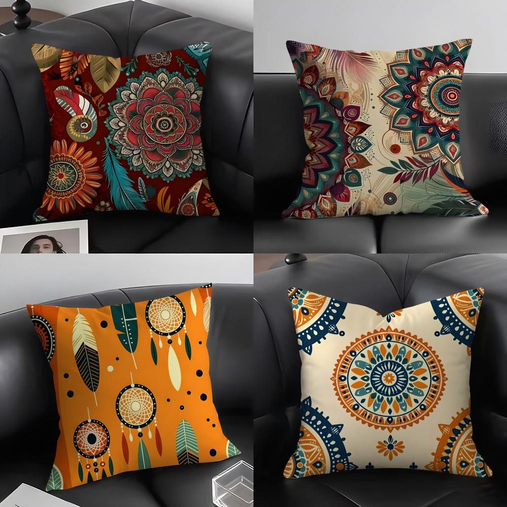 Bohemian Style Cushion Cover Pillowcase Ultra Soft Skin Friendly Fabric Cloud Like Comfort & Concealed Zipper