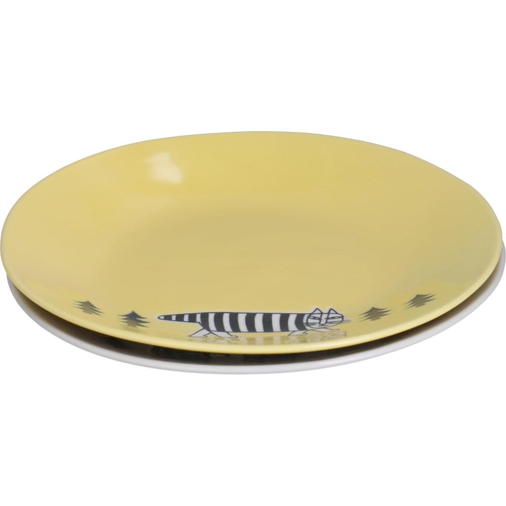 Yamaka Shoten Lisa Larson Stroll 19cm Made in Plates, Pair, Yellow/Gray, Japan, LL90-153