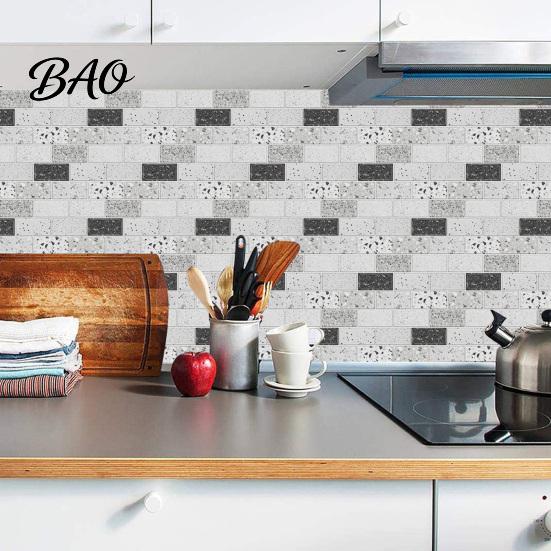 Retro Brick Pattern Wall Art 5Pcs Vintage Tile Stickers, Waterproof Oil?Proof Wallpaper, Peel Decorative Tiles for Home & Stick Backsplash
